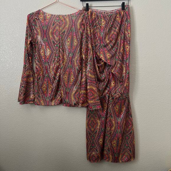 California Costumes Women's 1970s Disco Costume  Sequin Top Bell Bottom Pants - Picture 7 of 12